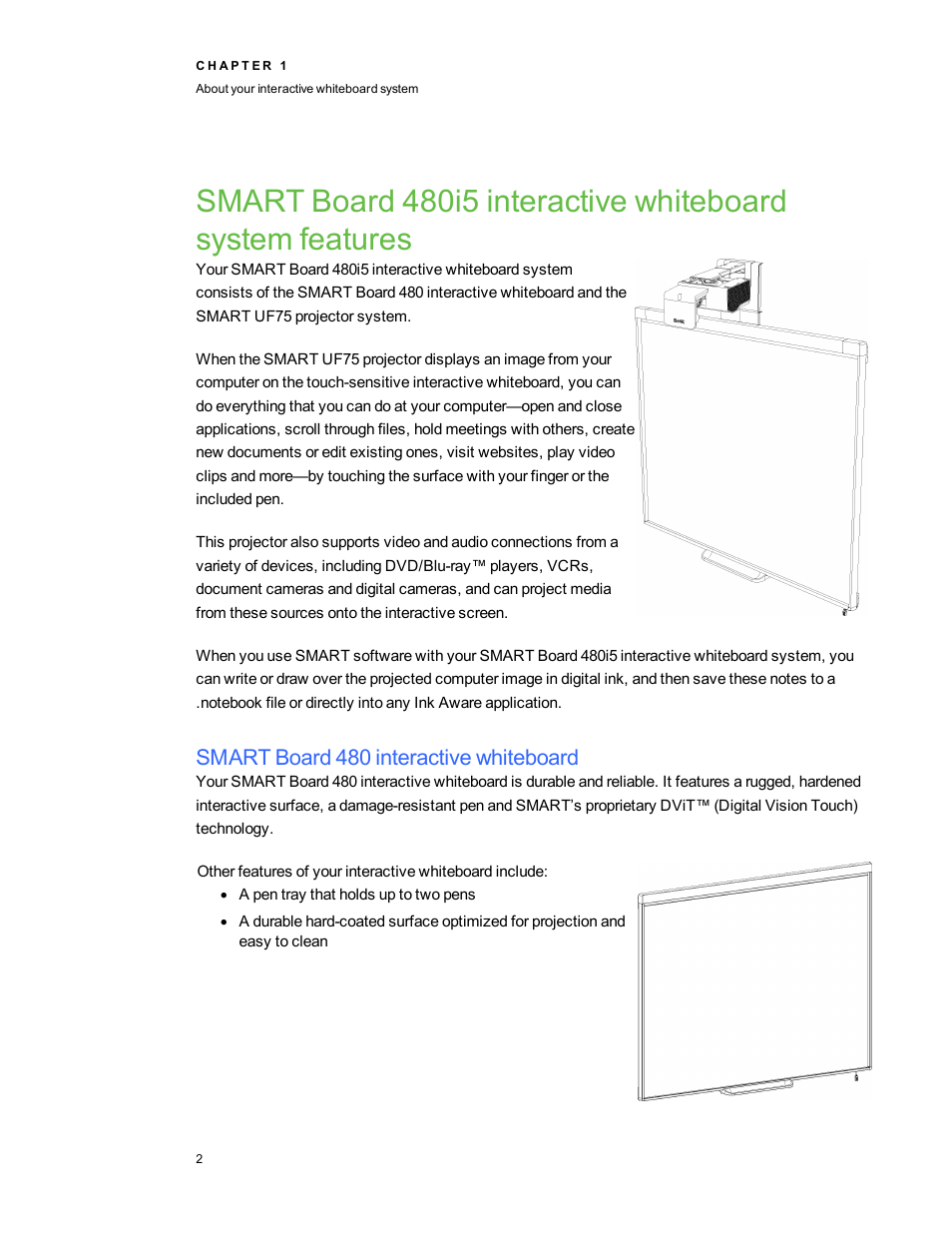 Smart board 480 interactive whiteboard | Smart Technologies Interactive Whiteboard System 480i5 User Manual | Page 12 / 87