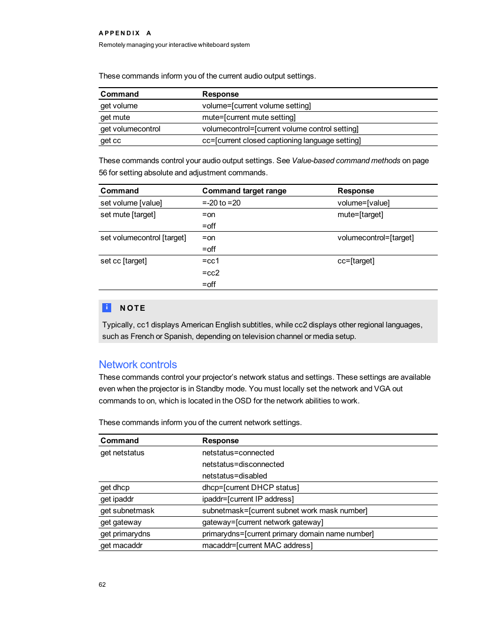 Network controls | Smart Technologies Interactive Whiteboard System 480i5 User Manual | Page 72 / 87