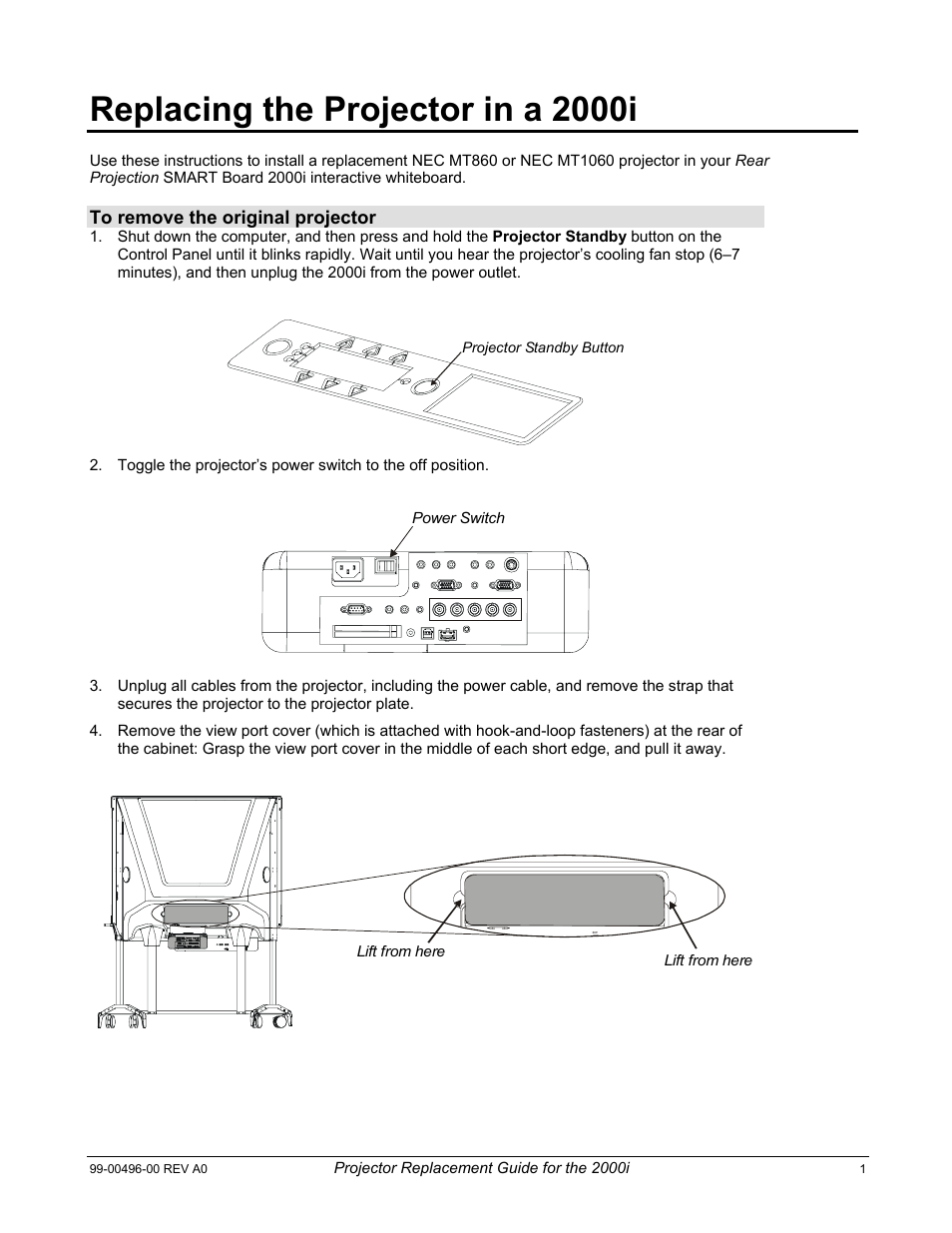 Replacing the projector in a 2000i | Smart Technologies Smart Board 2000i User Manual | Page 5 / 15