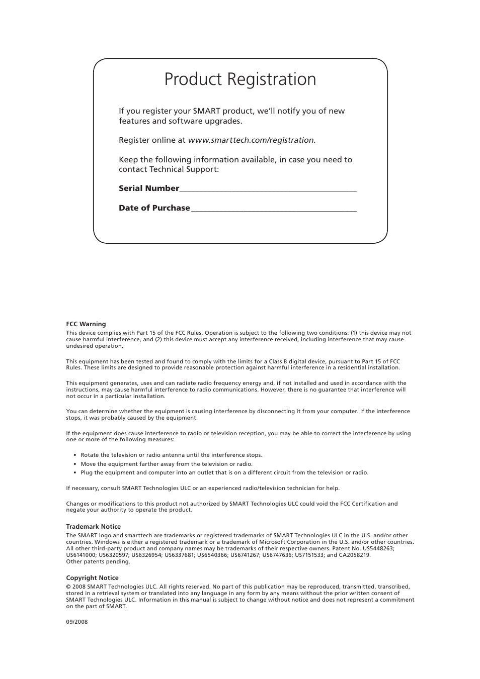 Product registration | Smart Technologies SMART Document Camera 280 User Manual | Page 2 / 40