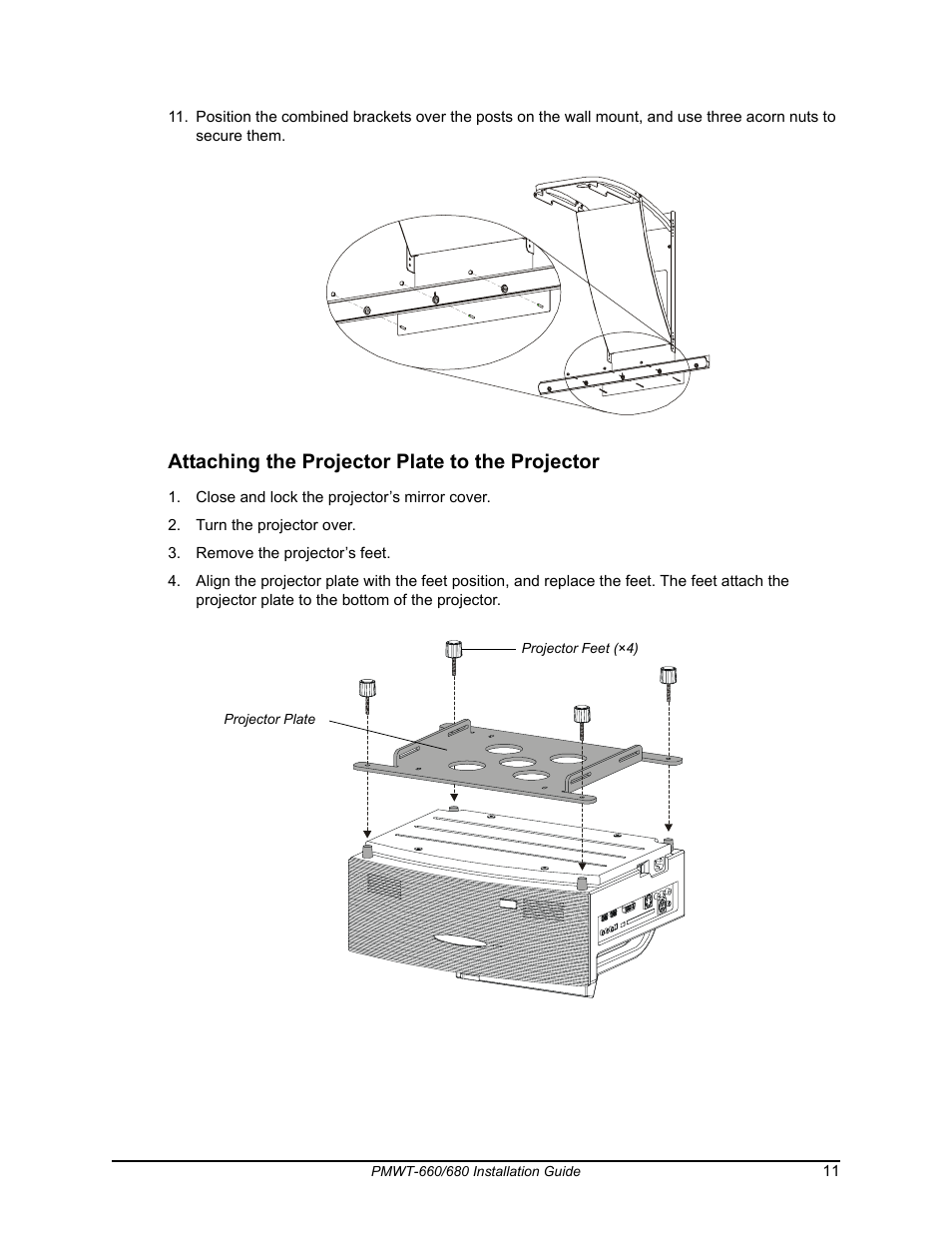 Attaching the projector plate to the projector | Smart Technologies SMART Board Interafctive Whiteboardd PMWT-660/680 User Manual | Page 13 / 22