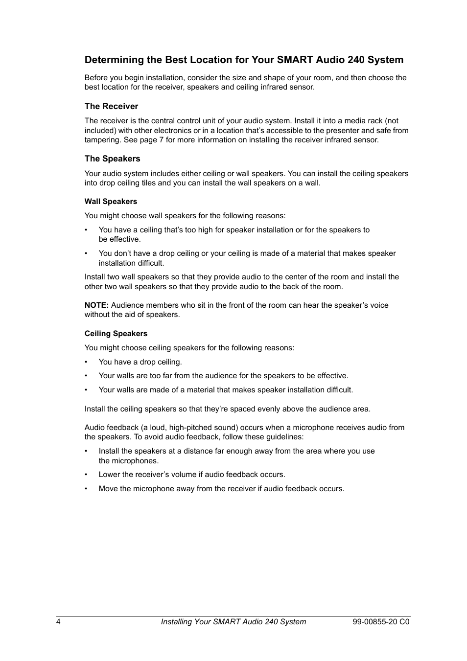 The receiver, The speakers, The receiver the speakers | Smart Technologies Smart Audio System 240 User Manual | Page 10 / 30