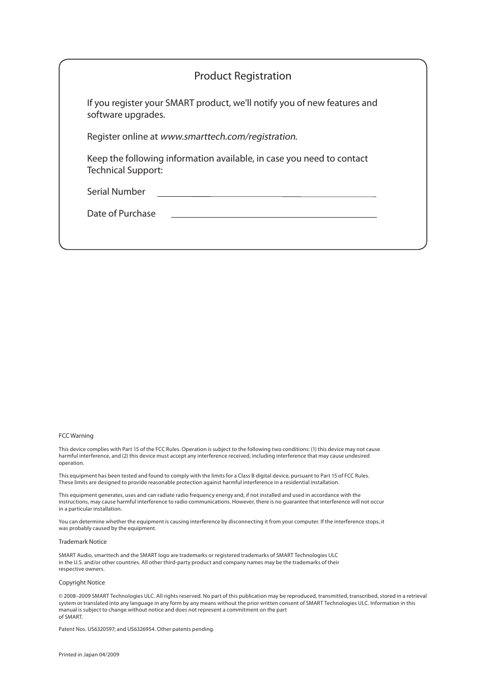 Product registration | Smart Technologies Smart Audio System 240 User Manual | Page 2 / 30