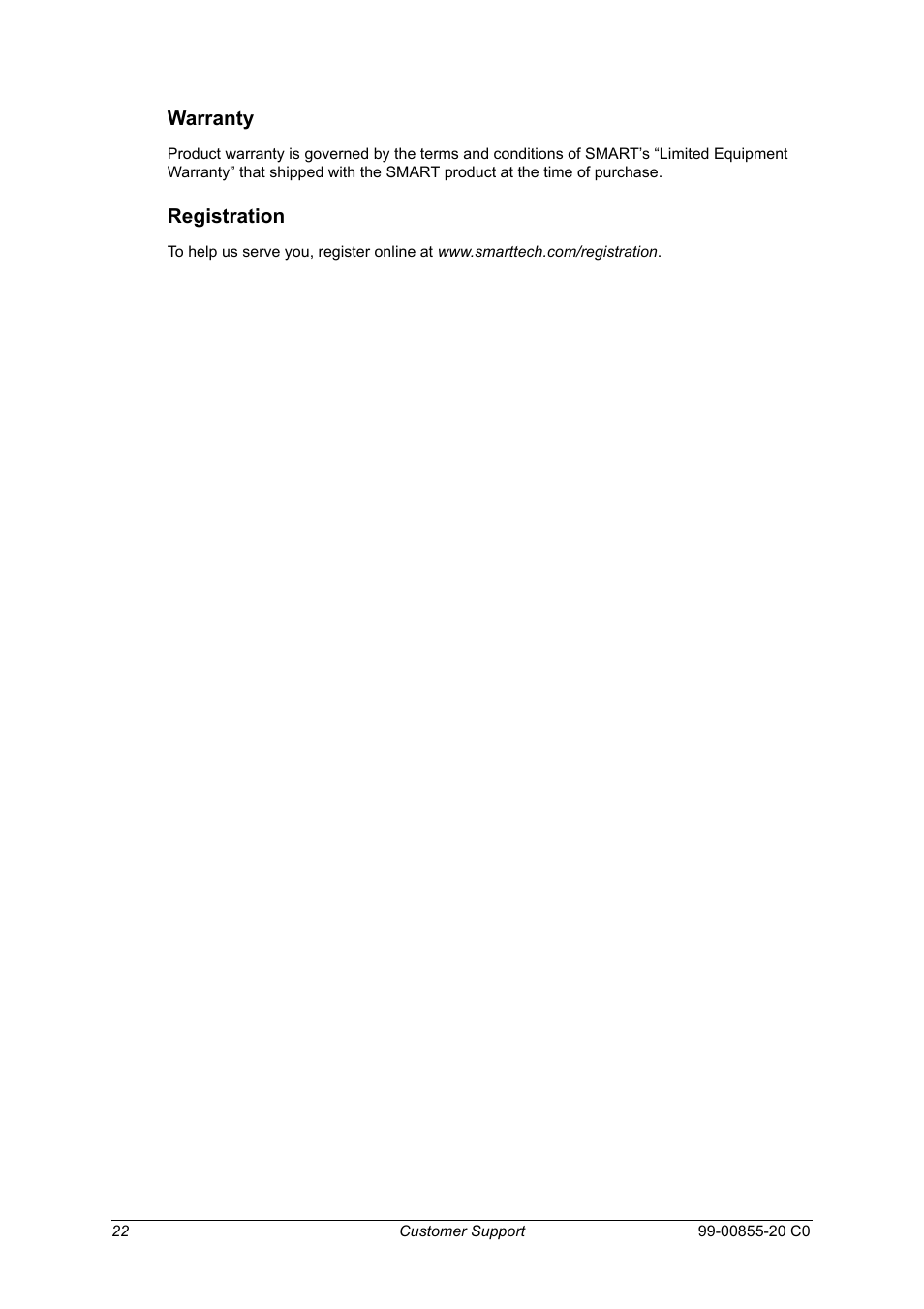 Warranty, Registration, Warranty registration | Smart Technologies Smart Audio System 240 User Manual | Page 28 / 30