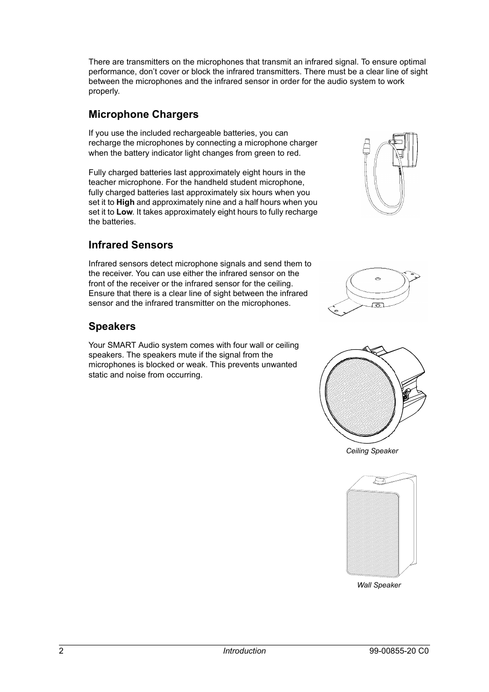 Microphone chargers, Infrared sensors, Speakers | Microphone chargers infrared sensors speakers | Smart Technologies Smart Audio System 240 User Manual | Page 8 / 30