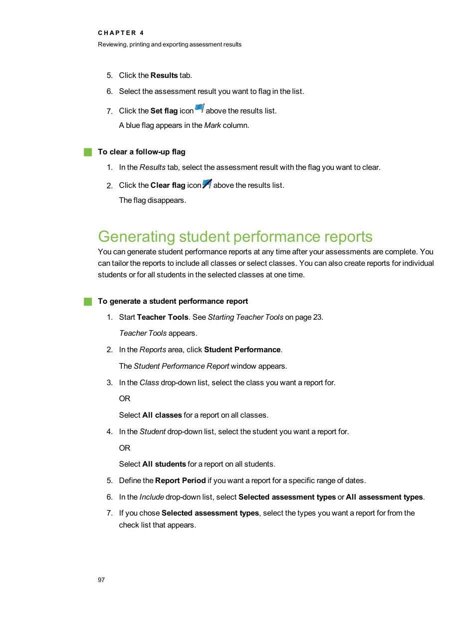 Generating student performance reports | Smart Technologies 2011 User Manual | Page 103 / 122