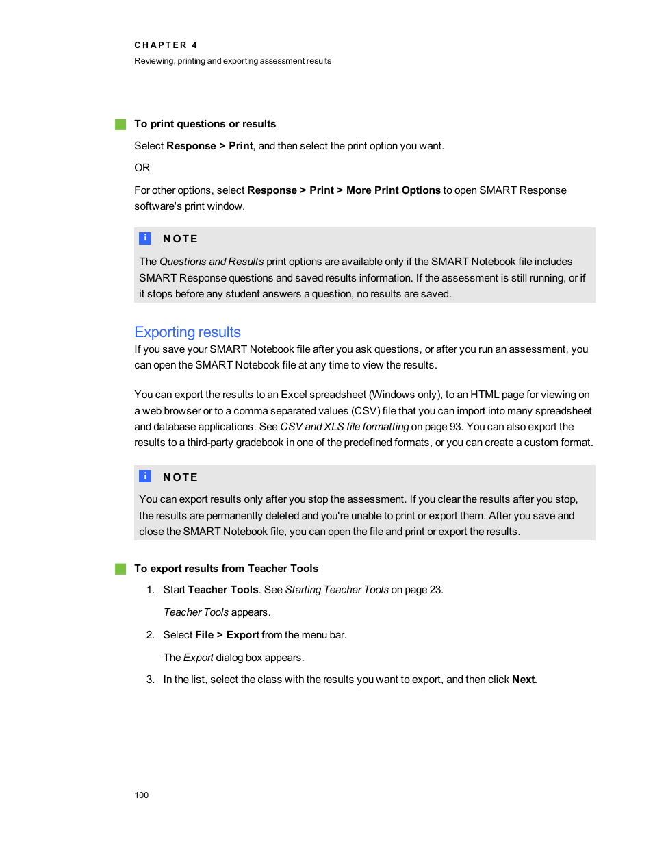 Exporting results | Smart Technologies 2011 User Manual | Page 106 / 122