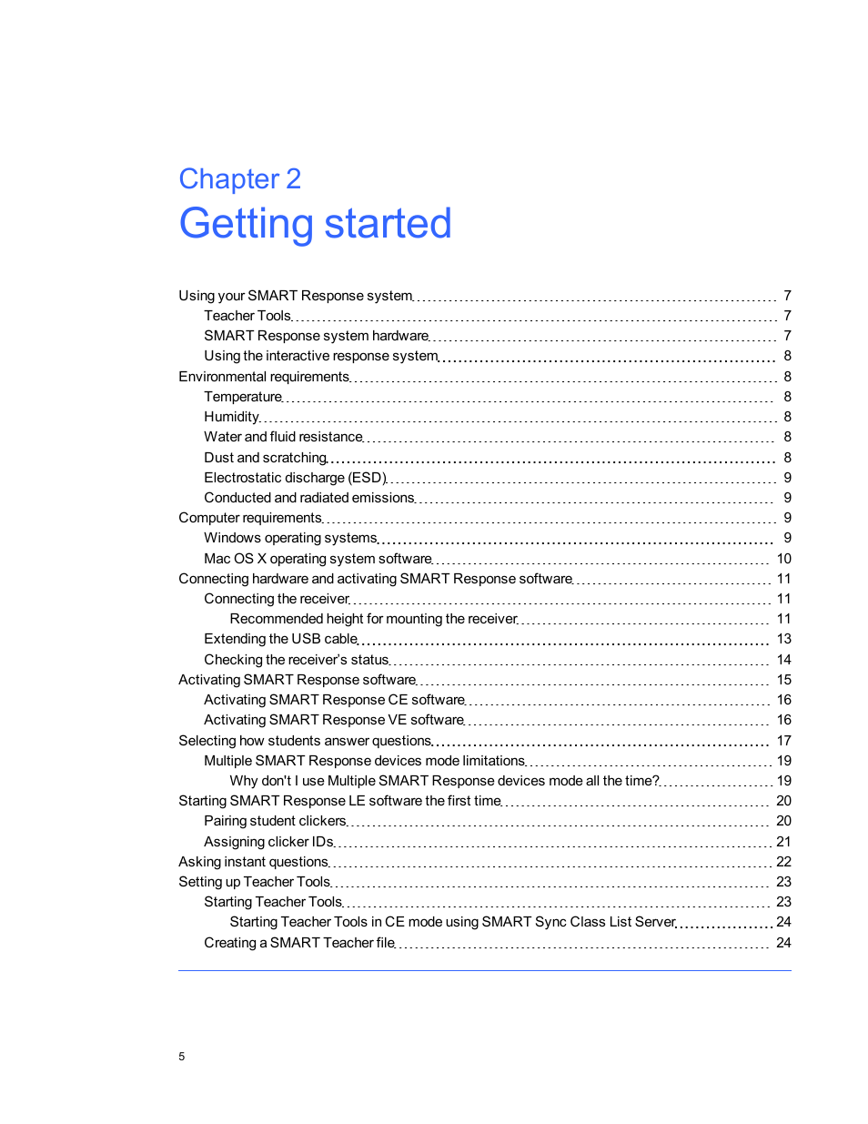 Chapter 2: getting started, Chapter 2 | Smart Technologies 2011 User Manual | Page 11 / 122