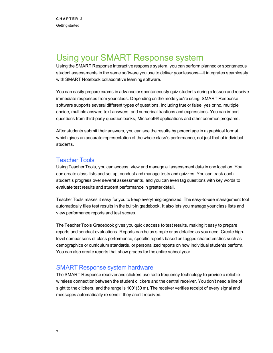 Using your smart response system, Teacher tools, Smart response system hardware | Smart Technologies 2011 User Manual | Page 13 / 122