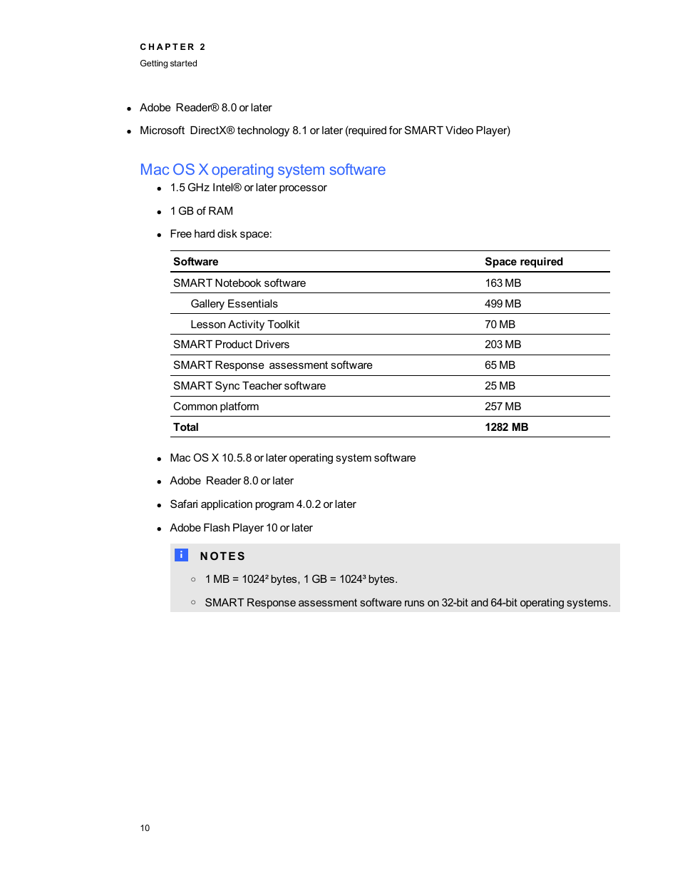 Mac os x operating system software | Smart Technologies 2011 User Manual | Page 16 / 122