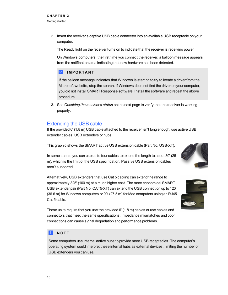 Extending the usb cable | Smart Technologies 2011 User Manual | Page 19 / 122