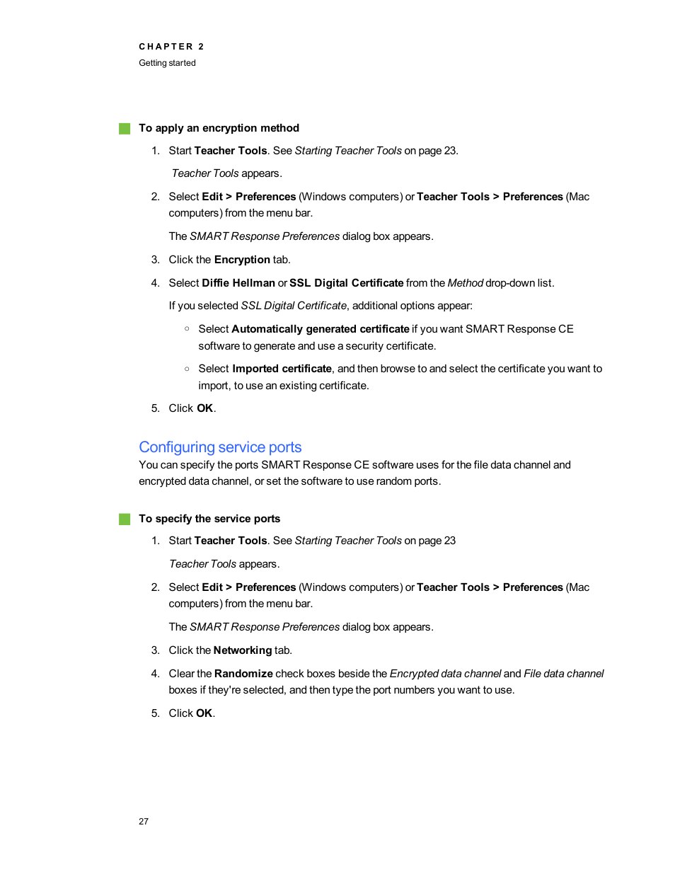 Configuring service ports | Smart Technologies 2011 User Manual | Page 33 / 122