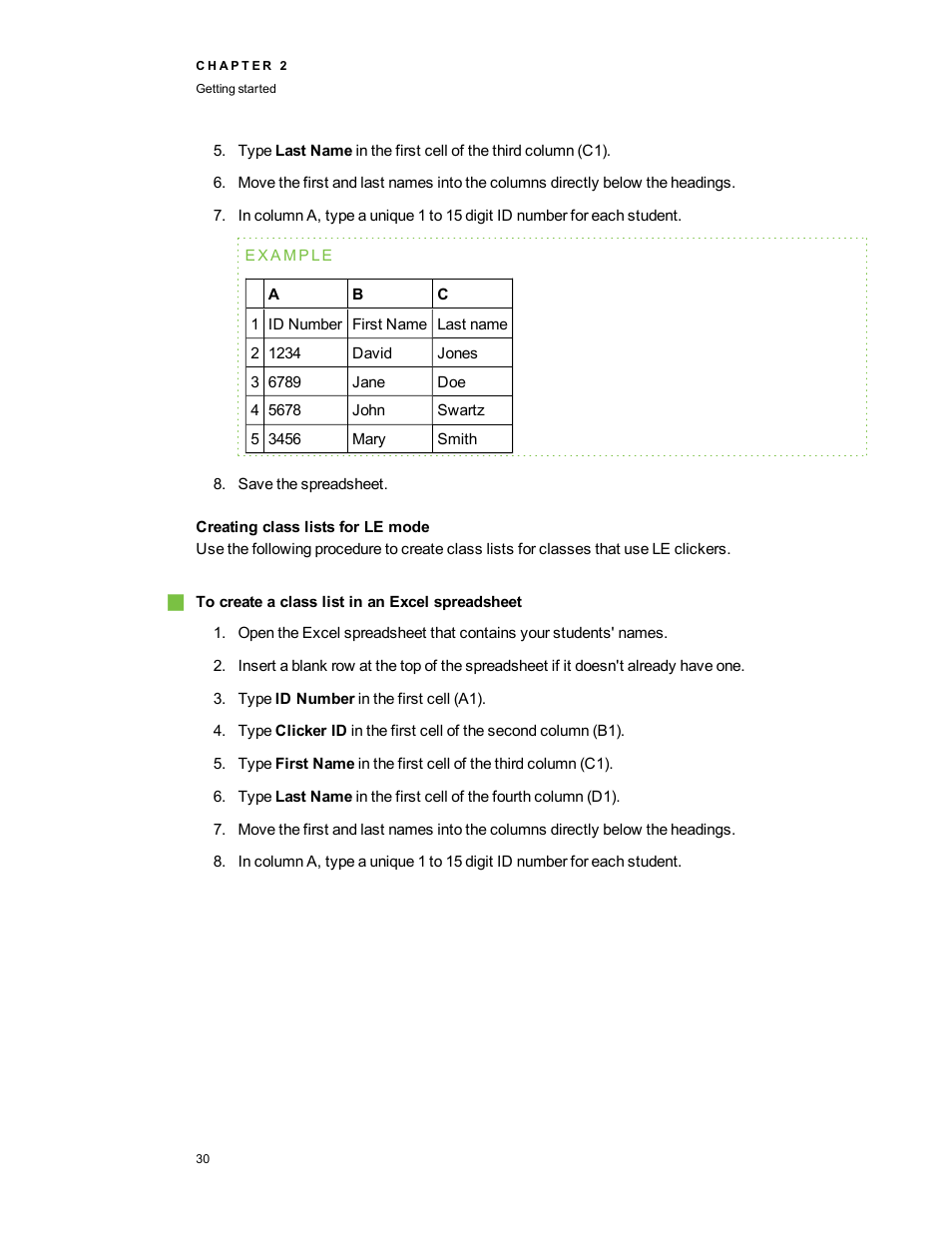 Creating class lists for le mode | Smart Technologies 2011 User Manual | Page 36 / 122