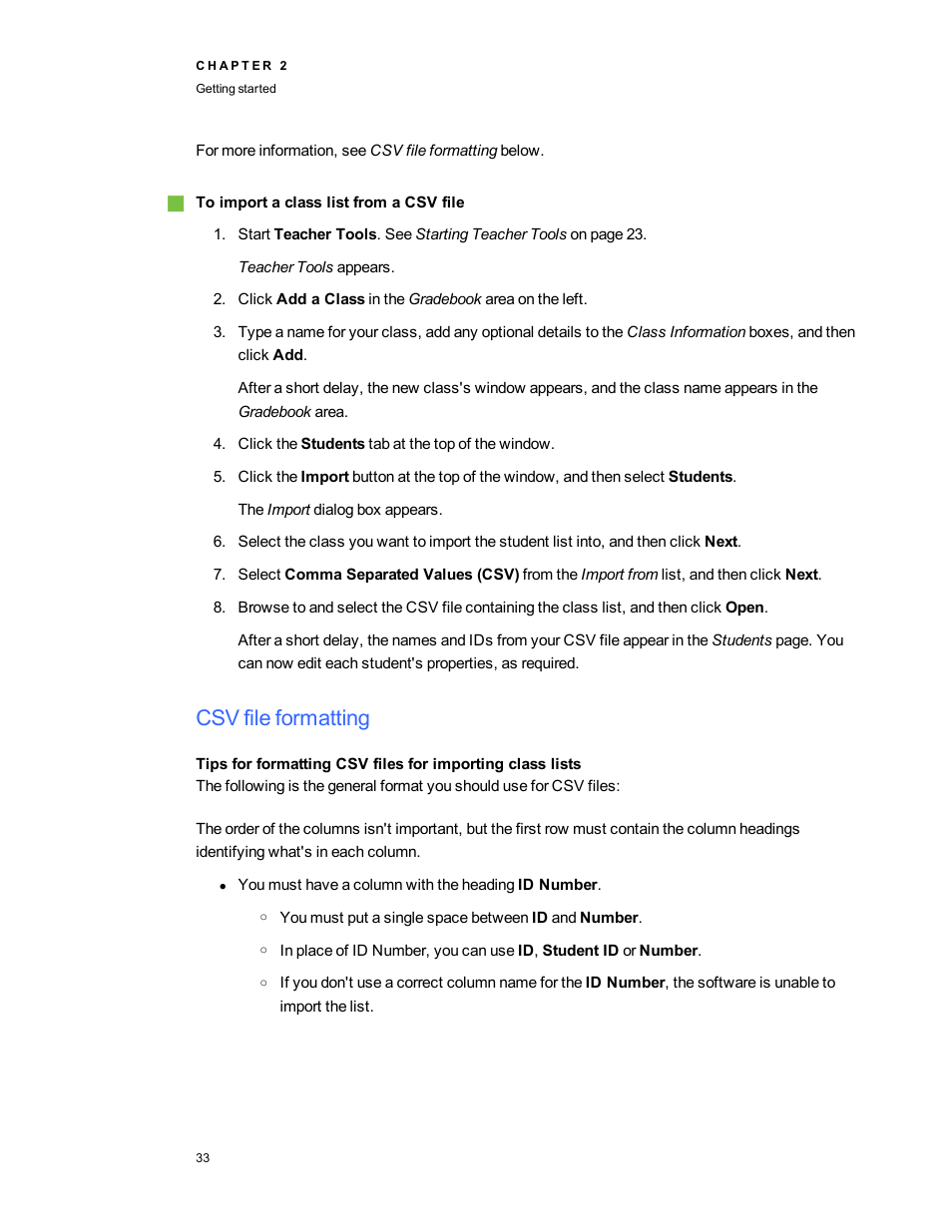 Csv file formatting | Smart Technologies 2011 User Manual | Page 39 / 122