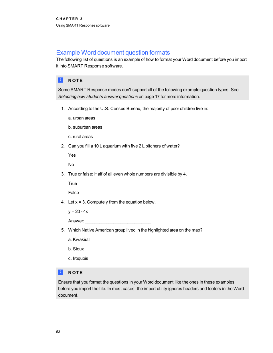 Example word document question formats | Smart Technologies 2011 User Manual | Page 59 / 122