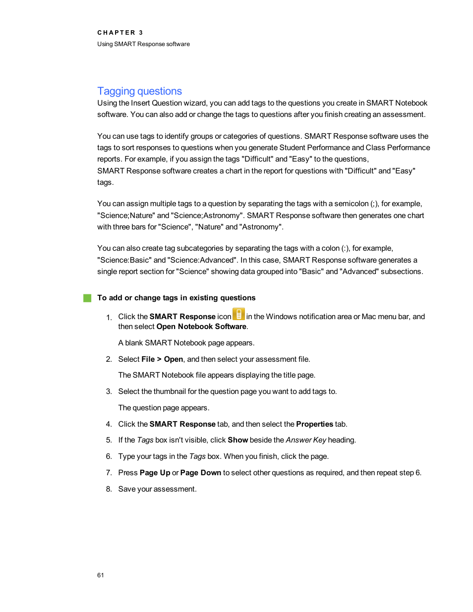 Tagging questions | Smart Technologies 2011 User Manual | Page 67 / 122