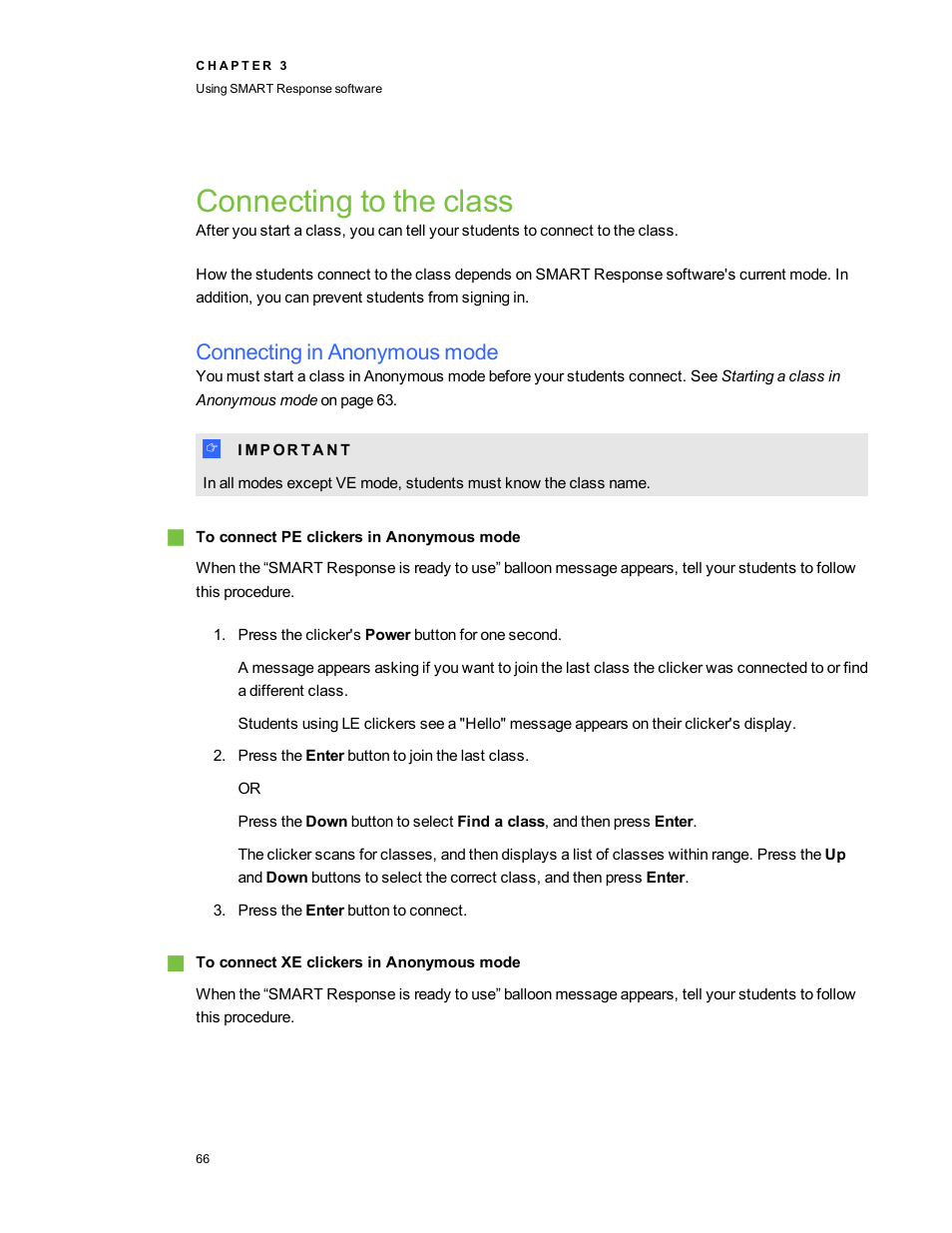 Connecting to the class, Connecting in anonymous mode | Smart Technologies 2011 User Manual | Page 72 / 122