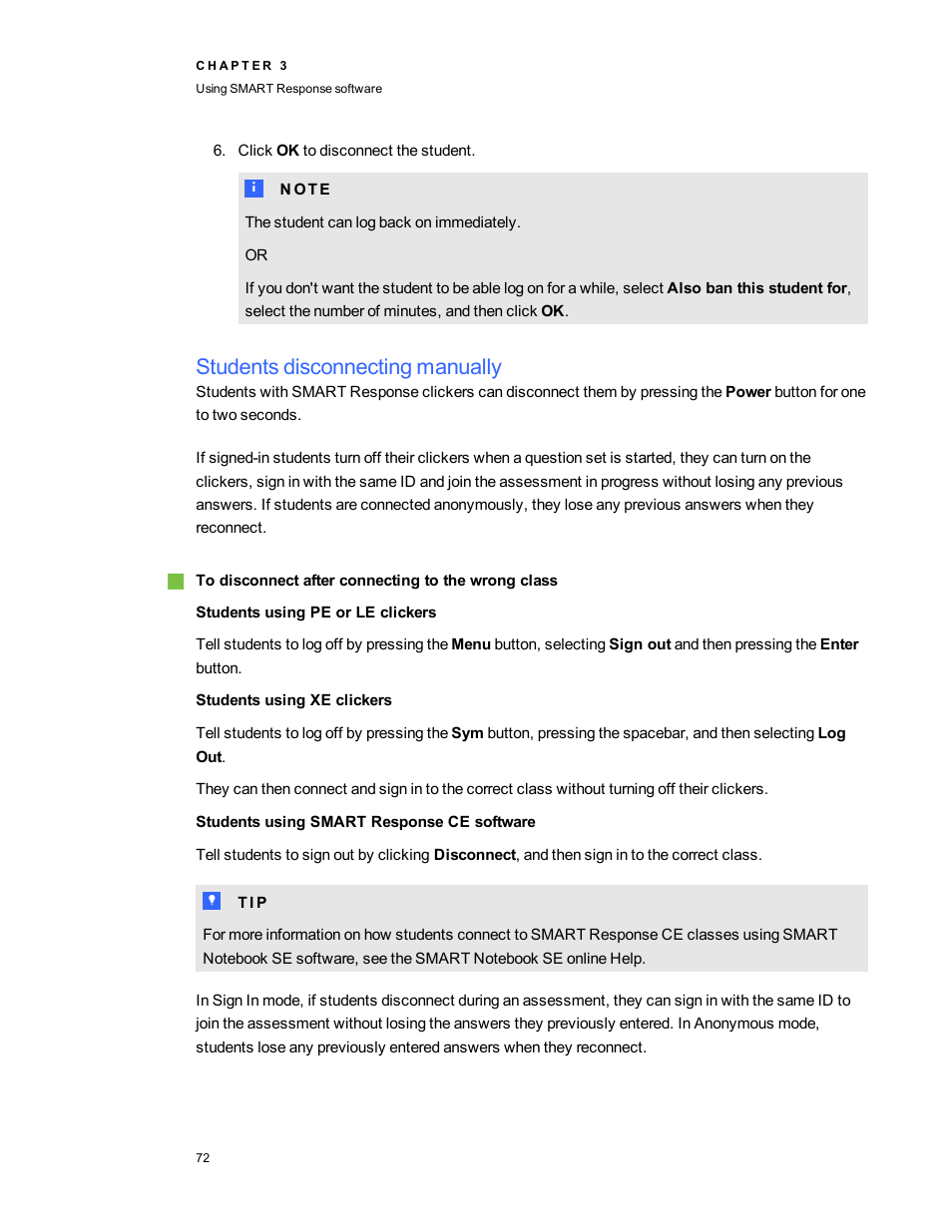 Students disconnecting manually | Smart Technologies 2011 User Manual | Page 78 / 122