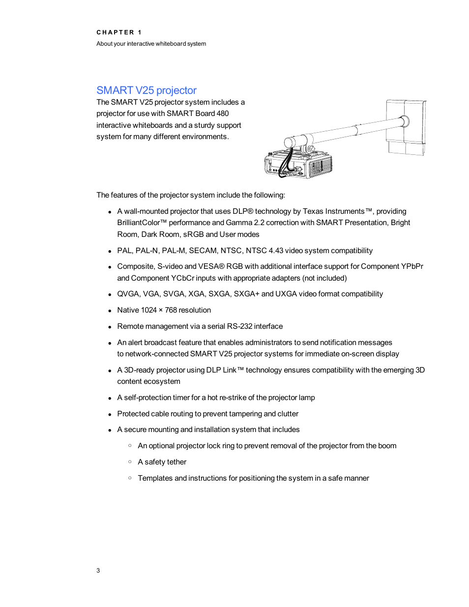 Smart v25 projector | Smart Technologies SMARTBoard 480iv User Manual | Page 13 / 88