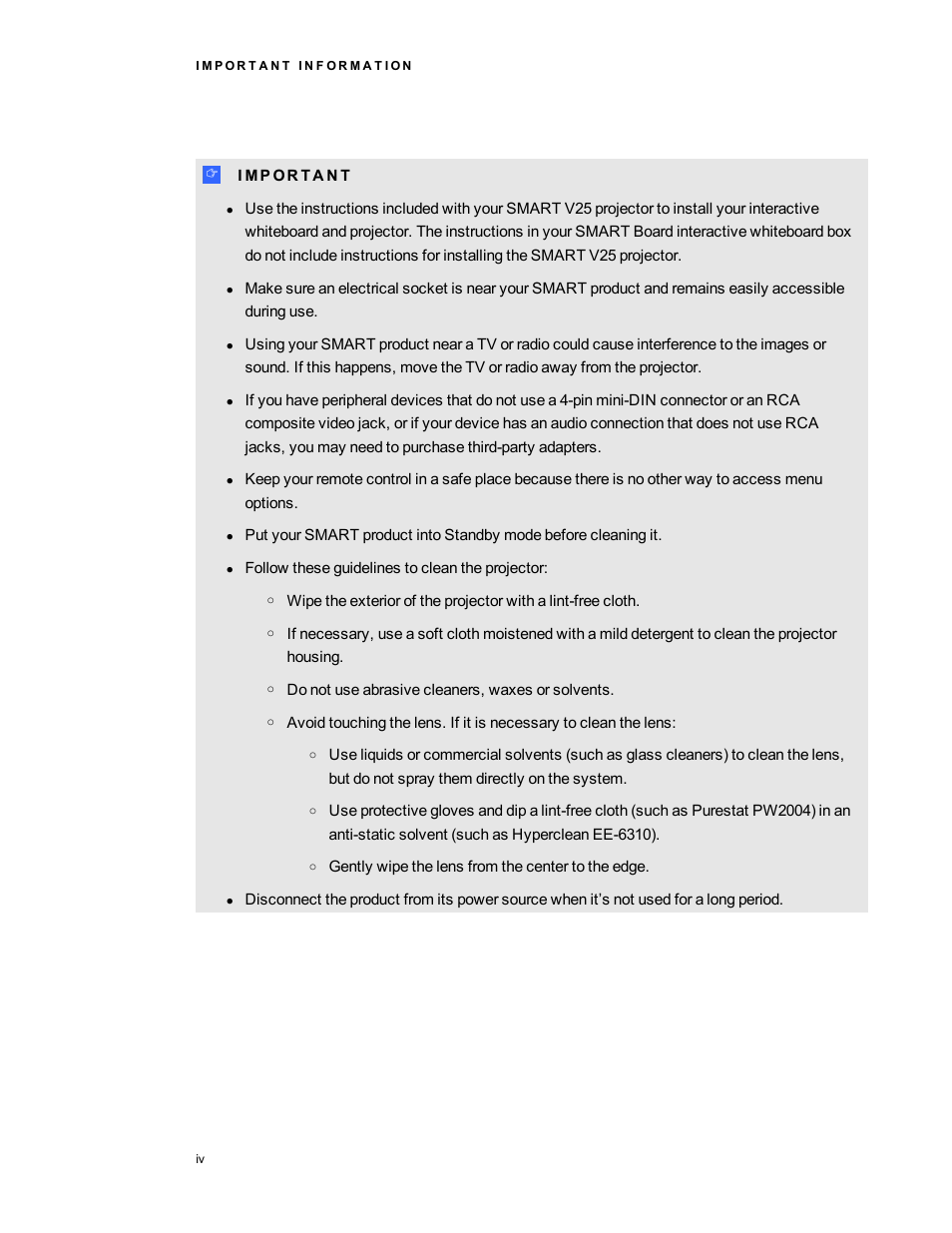 Smart Technologies SMARTBoard 480iv User Manual | Page 6 / 88