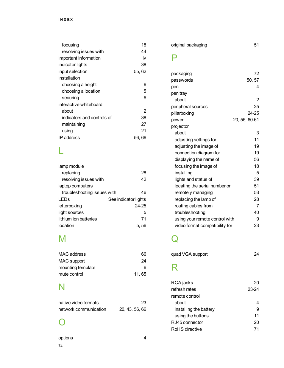 Smart Technologies SMARTBoard 480iv User Manual | Page 84 / 88