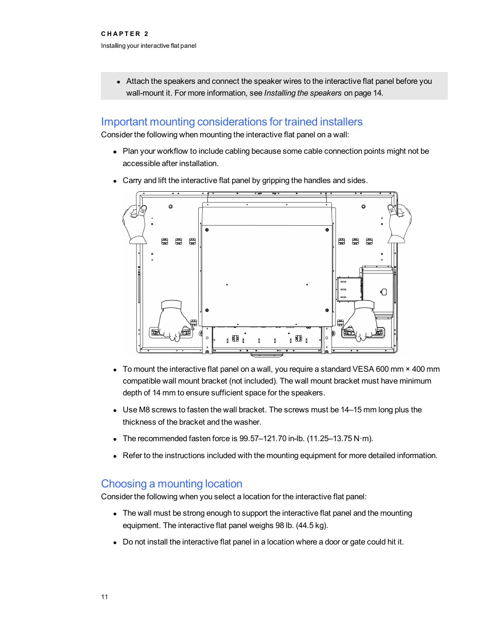 Choosing a mounting location | Smart Technologies Smart Board 6055i/8055i SMP/8055ie-SMP User Manual | Page 19 / 96
