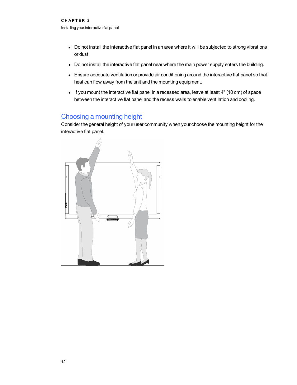 Choosing a mounting height | Smart Technologies Smart Board 6055i/8055i SMP/8055ie-SMP User Manual | Page 20 / 96