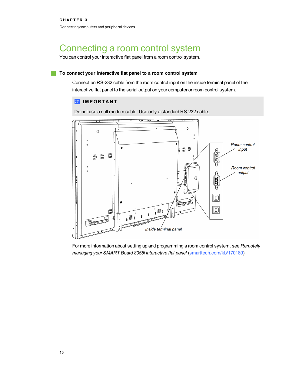 Connecting a room control system | Smart Technologies Smart Board 6055i/8055i SMP/8055ie-SMP User Manual | Page 23 / 96