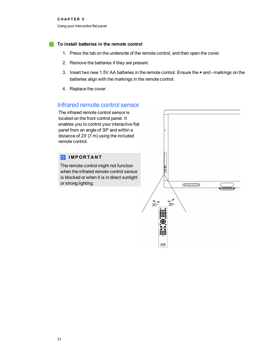 Infrared remote control sensor | Smart Technologies Smart Board 6055i/8055i SMP/8055ie-SMP User Manual | Page 39 / 96