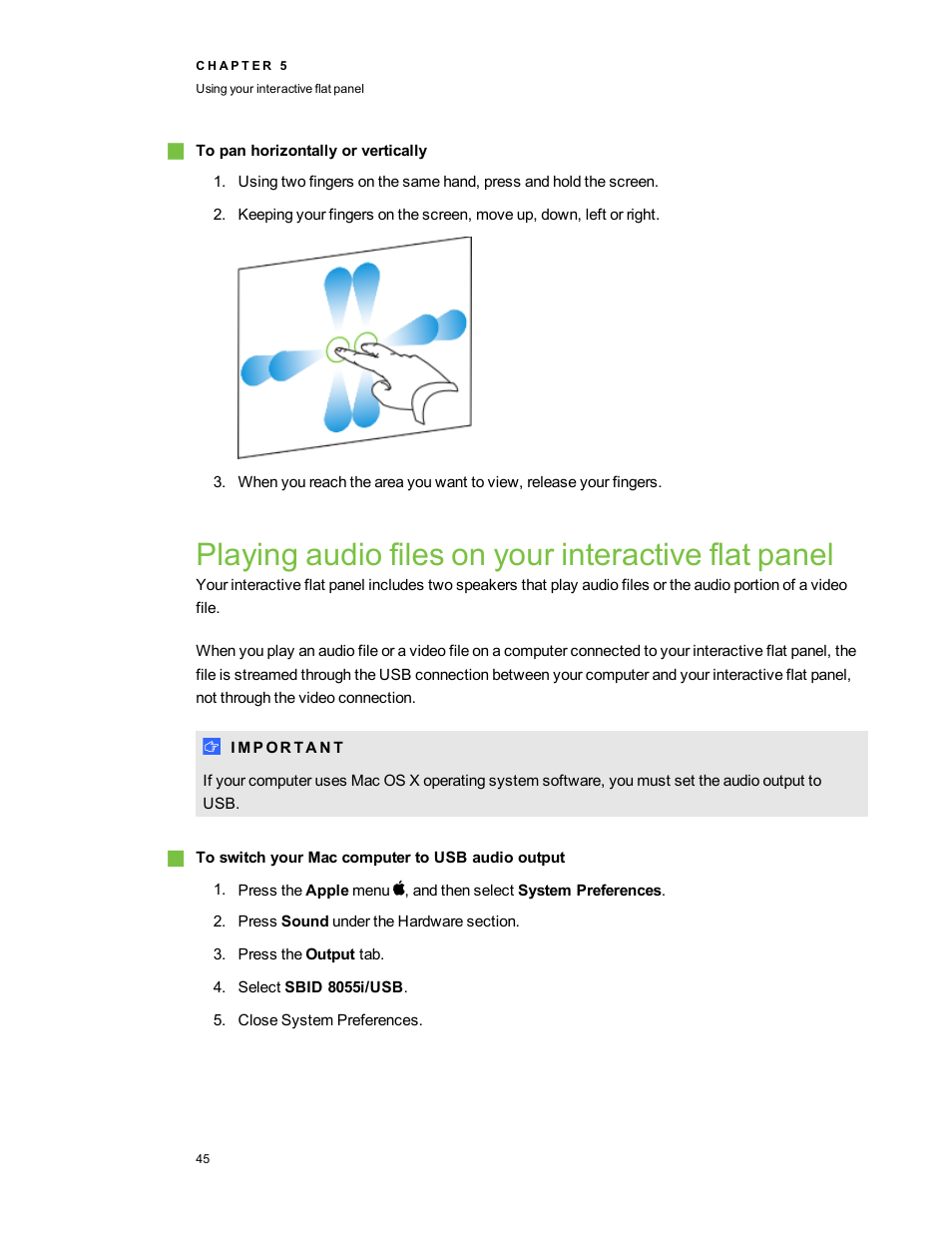 Playing audio files on your interactive flat panel | Smart Technologies Smart Board 6055i/8055i SMP/8055ie-SMP User Manual | Page 53 / 96