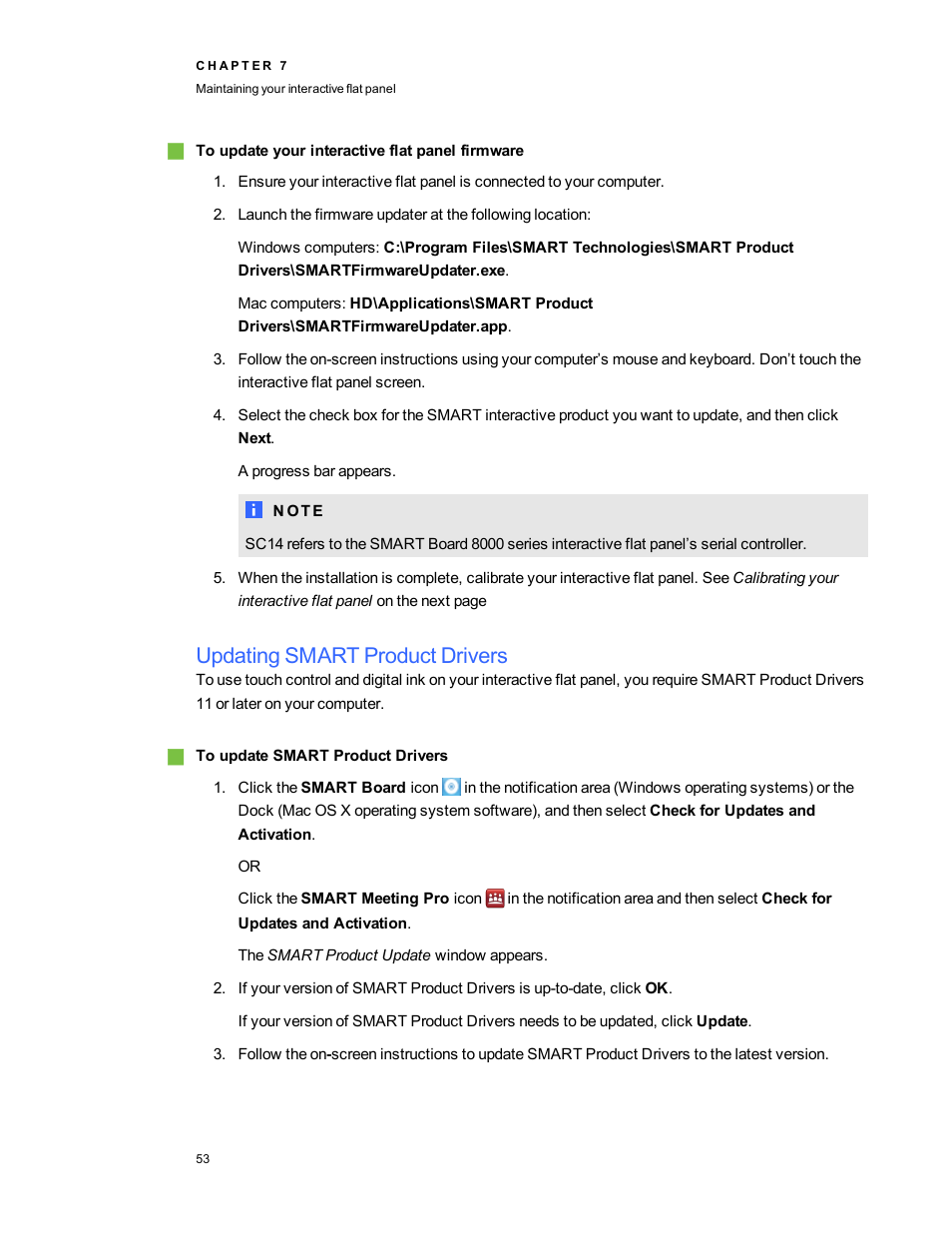 Updating smart product drivers | Smart Technologies Smart Board 6055i/8055i SMP/8055ie-SMP User Manual | Page 61 / 96
