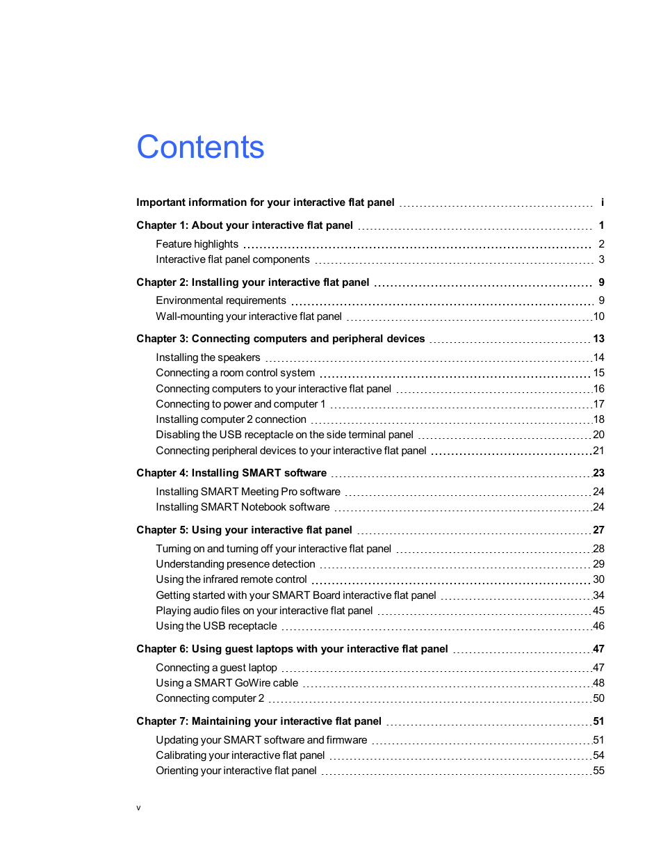 Smart Technologies Smart Board 6055i/8055i SMP/8055ie-SMP User Manual | Page 7 / 96