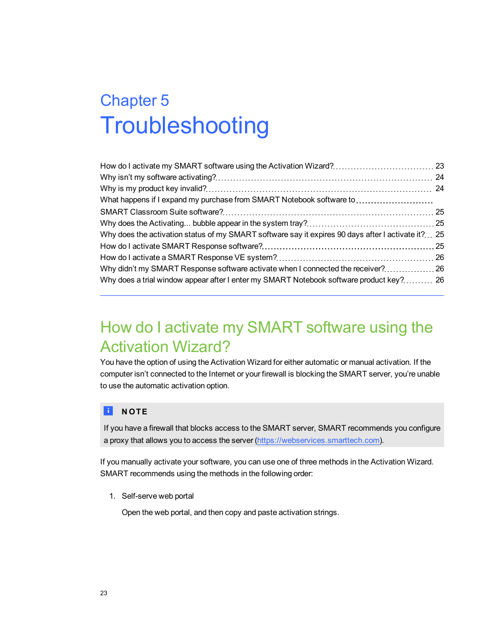 Chapter 5: troubleshooting, Chapter 5 | Smart Technologies Education Software Installer 2011 User Manual | Page 27 / 32