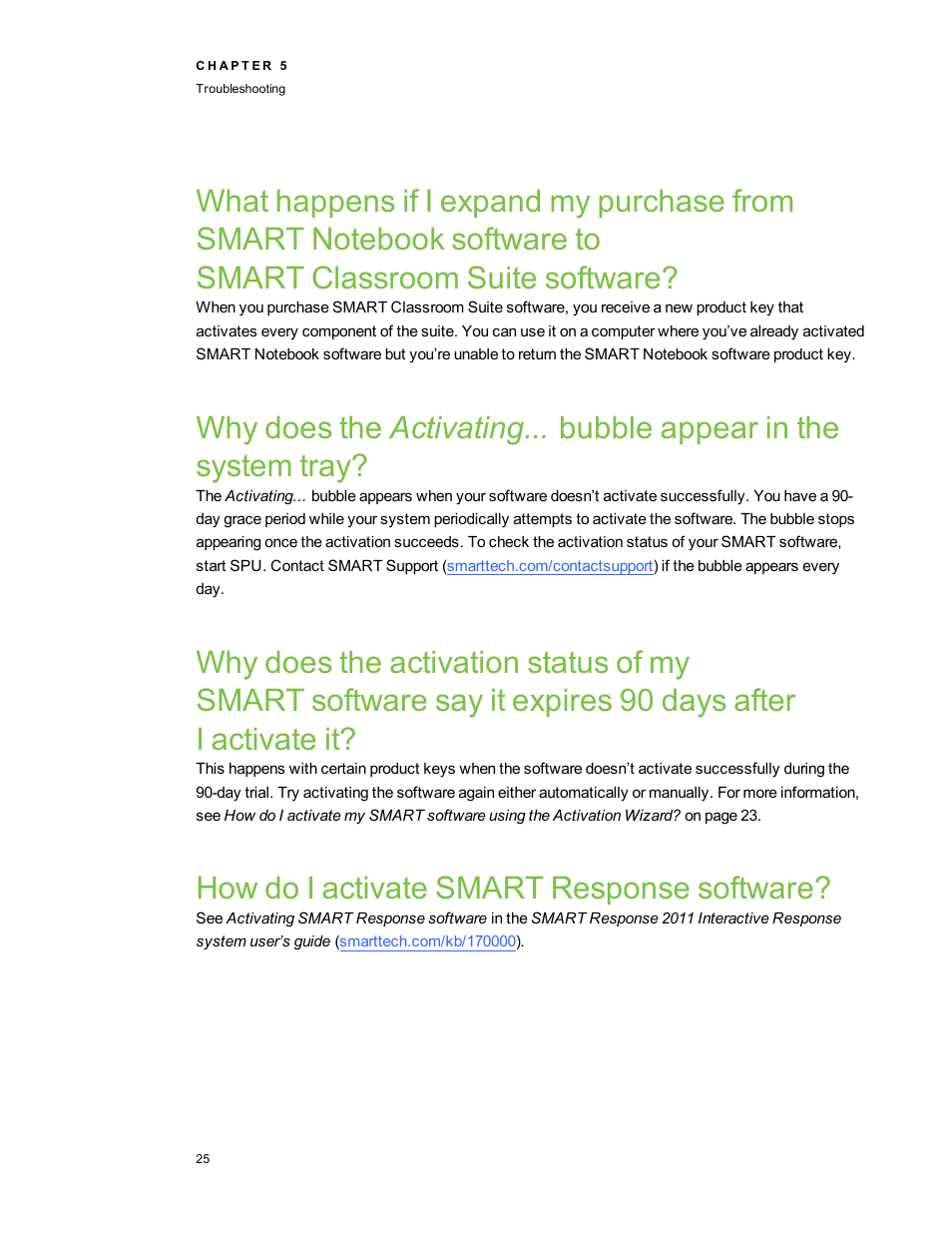 How do i activate smart response software, Smart classroom suite software | Smart Technologies Education Software Installer 2011 User Manual | Page 29 / 32