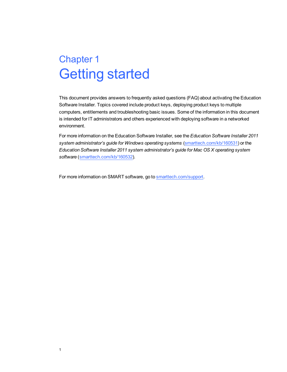 Chapter 1: getting started, Chapter 1 | Smart Technologies Education Software Installer 2011 User Manual | Page 5 / 32