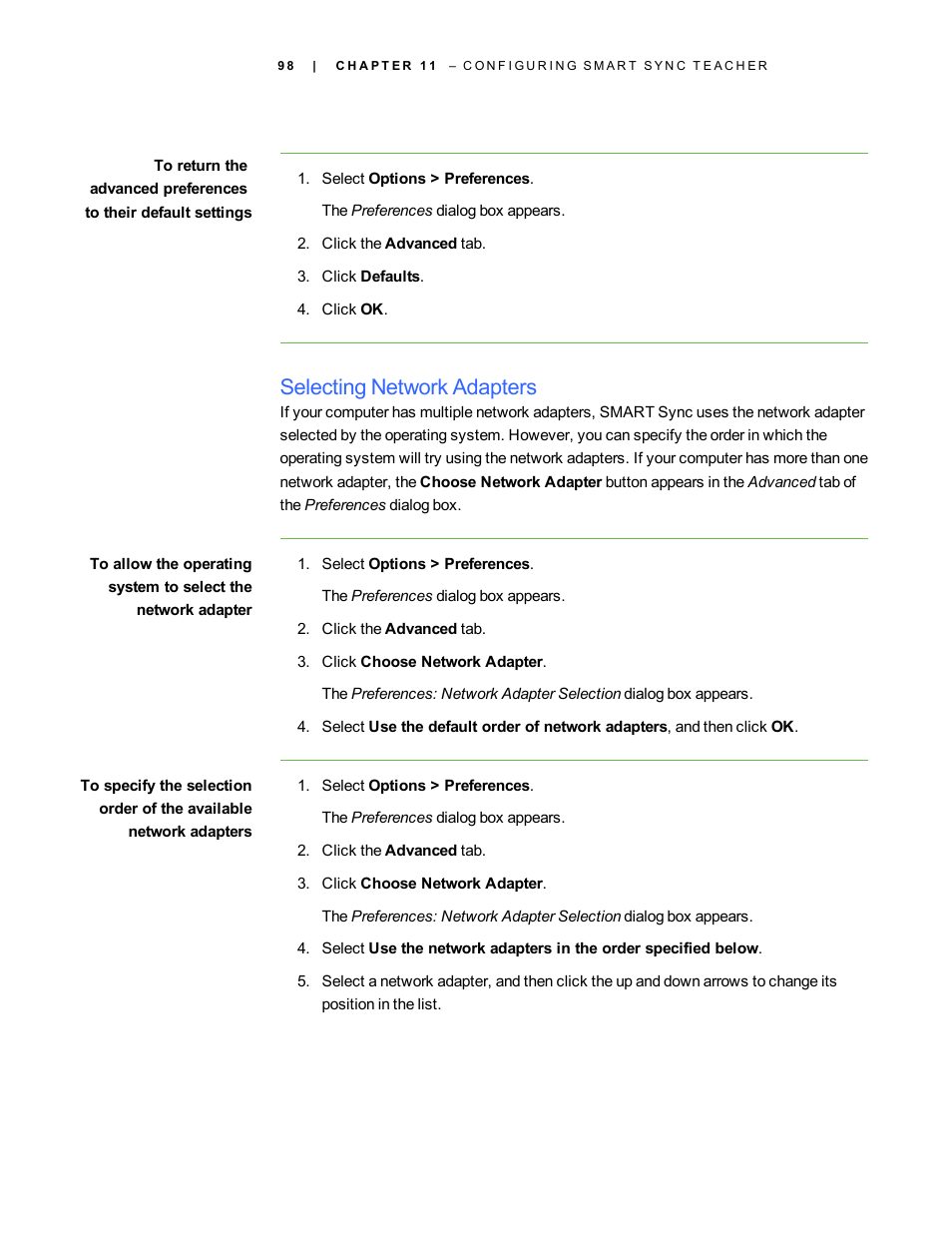 Selecting network adapters | Smart Technologies Smart Sync 2010 User Manual | Page 104 / 116
