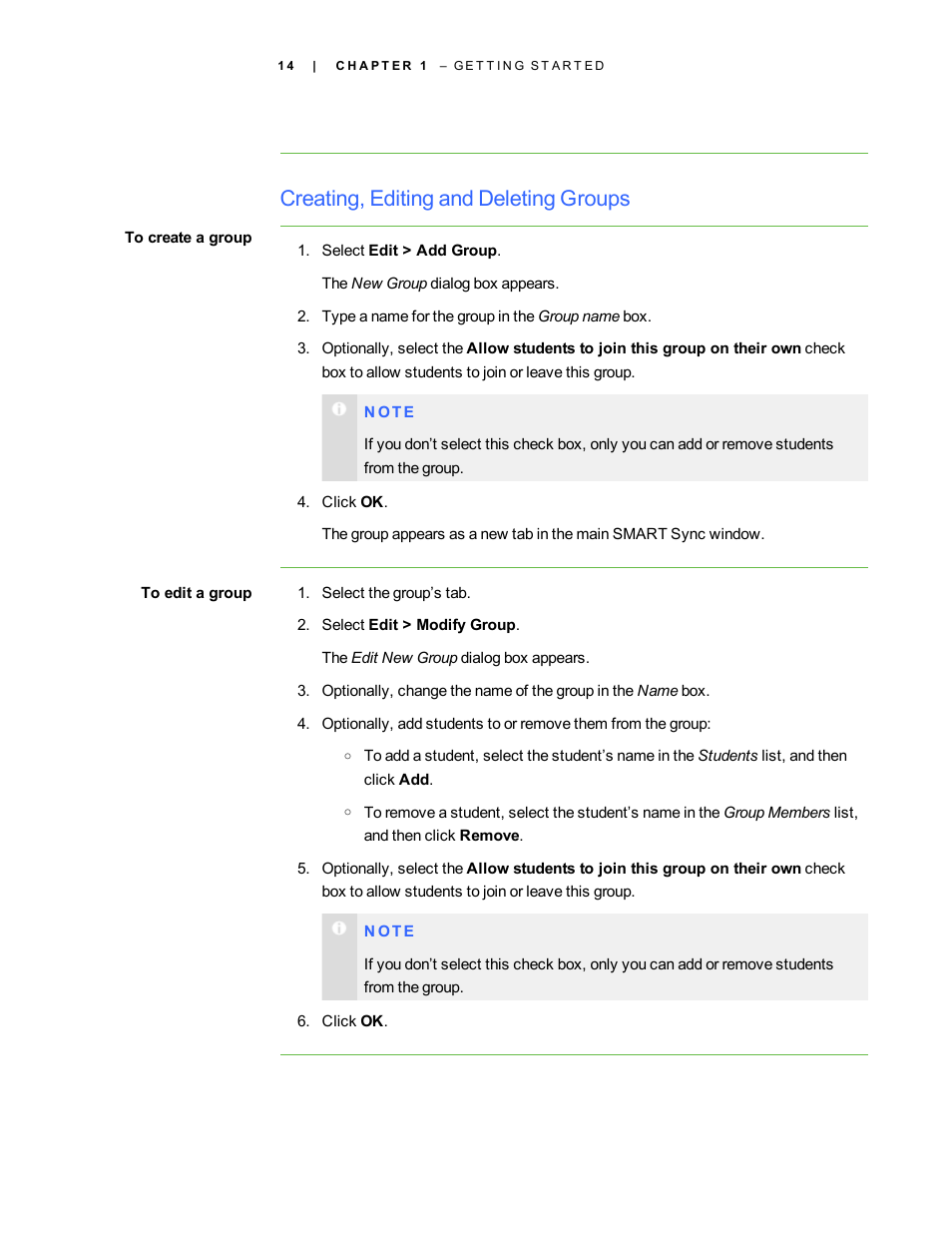 Creating, editing and deleting groups | Smart Technologies Smart Sync 2010 User Manual | Page 20 / 116