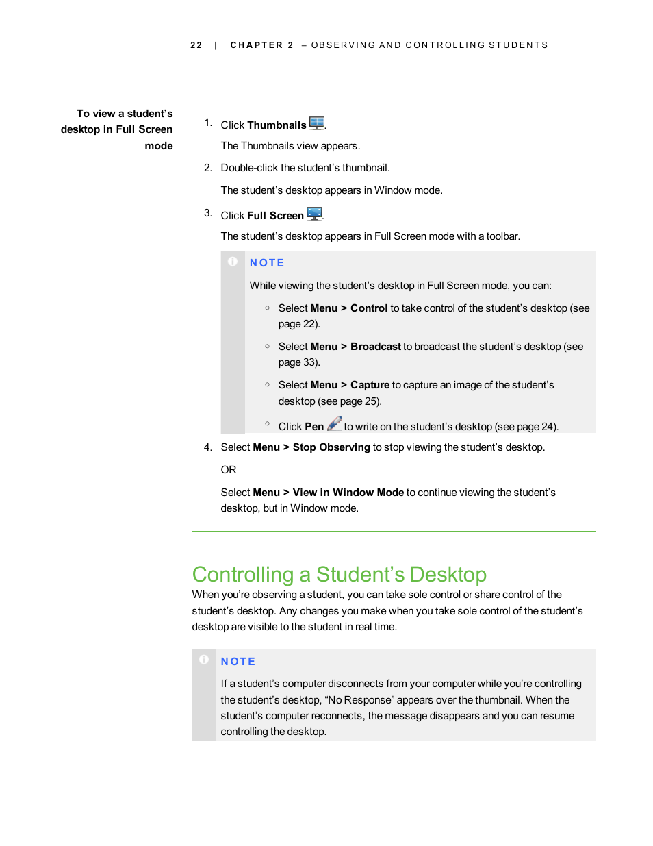 Controlling a student’s desktop | Smart Technologies Smart Sync 2010 User Manual | Page 28 / 116