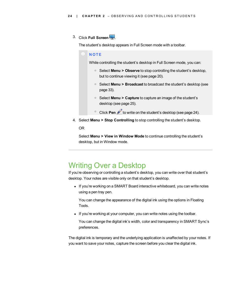 Writing over a desktop | Smart Technologies Smart Sync 2010 User Manual | Page 30 / 116