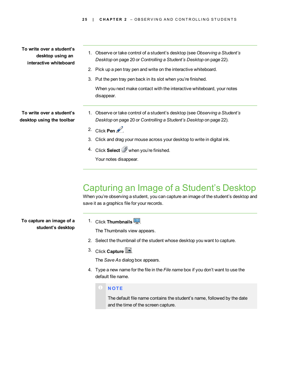 Capturing an image of a student’s desktop | Smart Technologies Smart Sync 2010 User Manual | Page 31 / 116