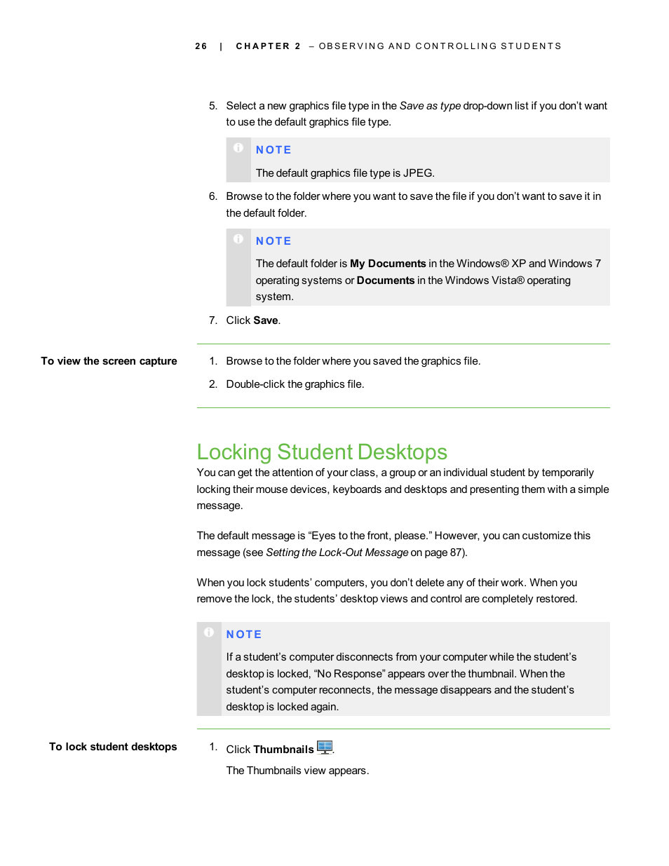 Locking student desktops | Smart Technologies Smart Sync 2010 User Manual | Page 32 / 116