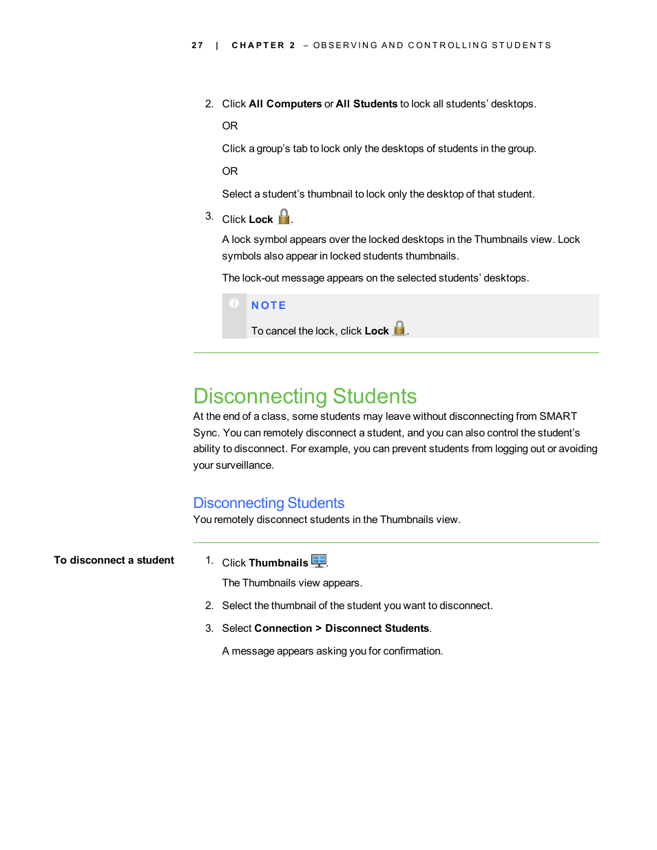 Disconnecting students | Smart Technologies Smart Sync 2010 User Manual | Page 33 / 116