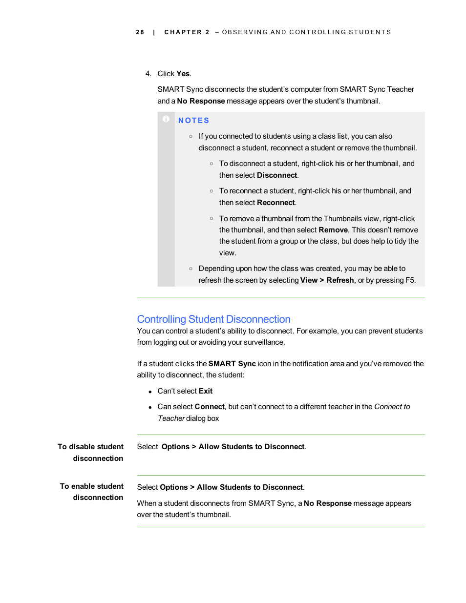 Controlling student disconnection | Smart Technologies Smart Sync 2010 User Manual | Page 34 / 116