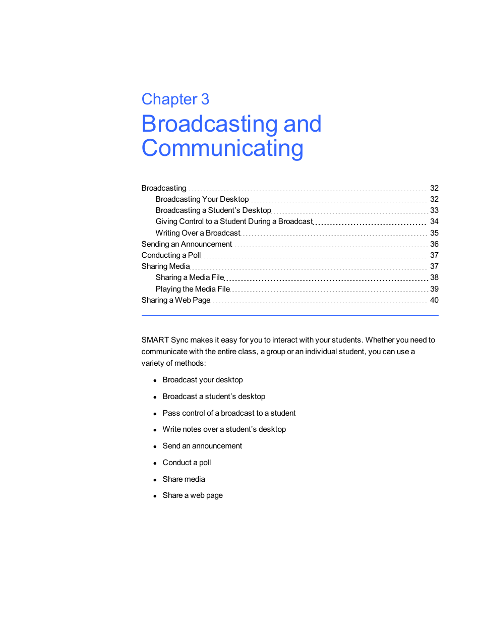 Broadcasting and communicating, Chapter 3 | Smart Technologies Smart Sync 2010 User Manual | Page 37 / 116