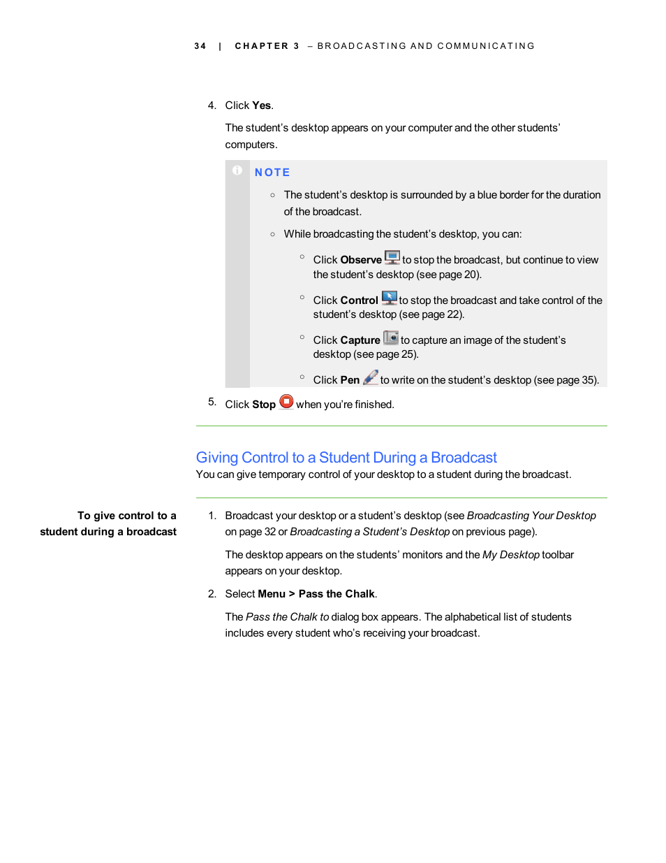Giving control to a student during a broadcast | Smart Technologies Smart Sync 2010 User Manual | Page 40 / 116