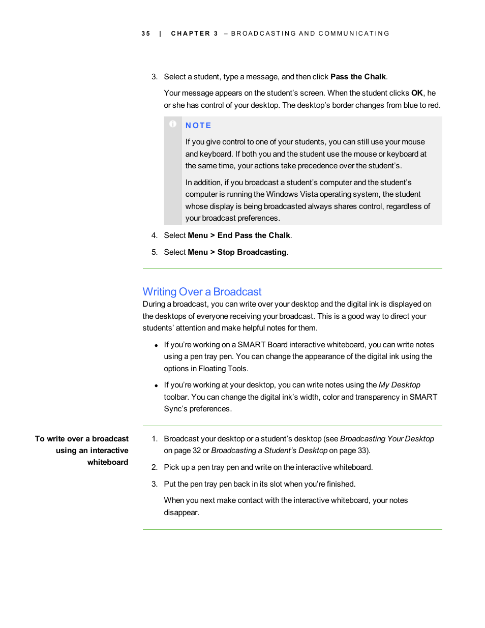Writing over a broadcast | Smart Technologies Smart Sync 2010 User Manual | Page 41 / 116