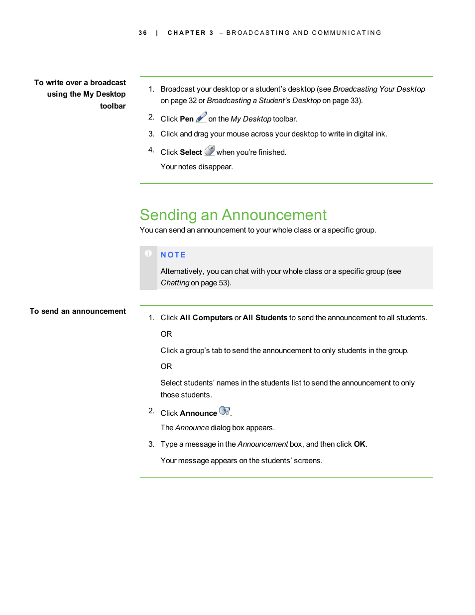 Sending an announcement | Smart Technologies Smart Sync 2010 User Manual | Page 42 / 116