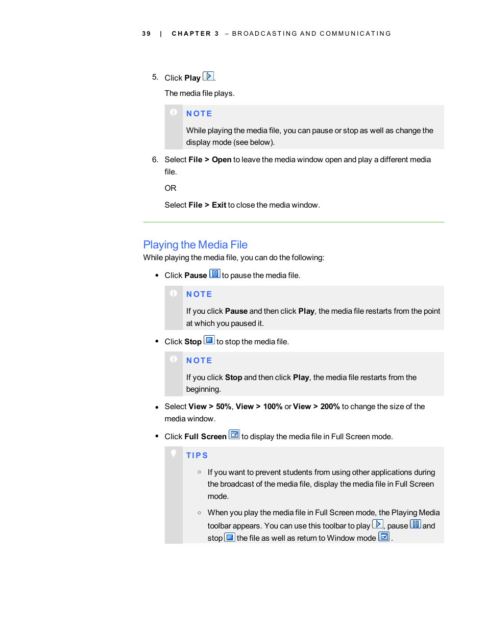 Playing the media file | Smart Technologies Smart Sync 2010 User Manual | Page 45 / 116