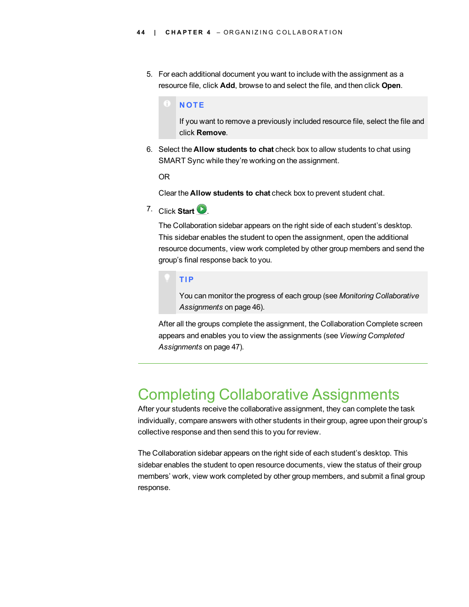 Completing collaborative assignments | Smart Technologies Smart Sync 2010 User Manual | Page 50 / 116