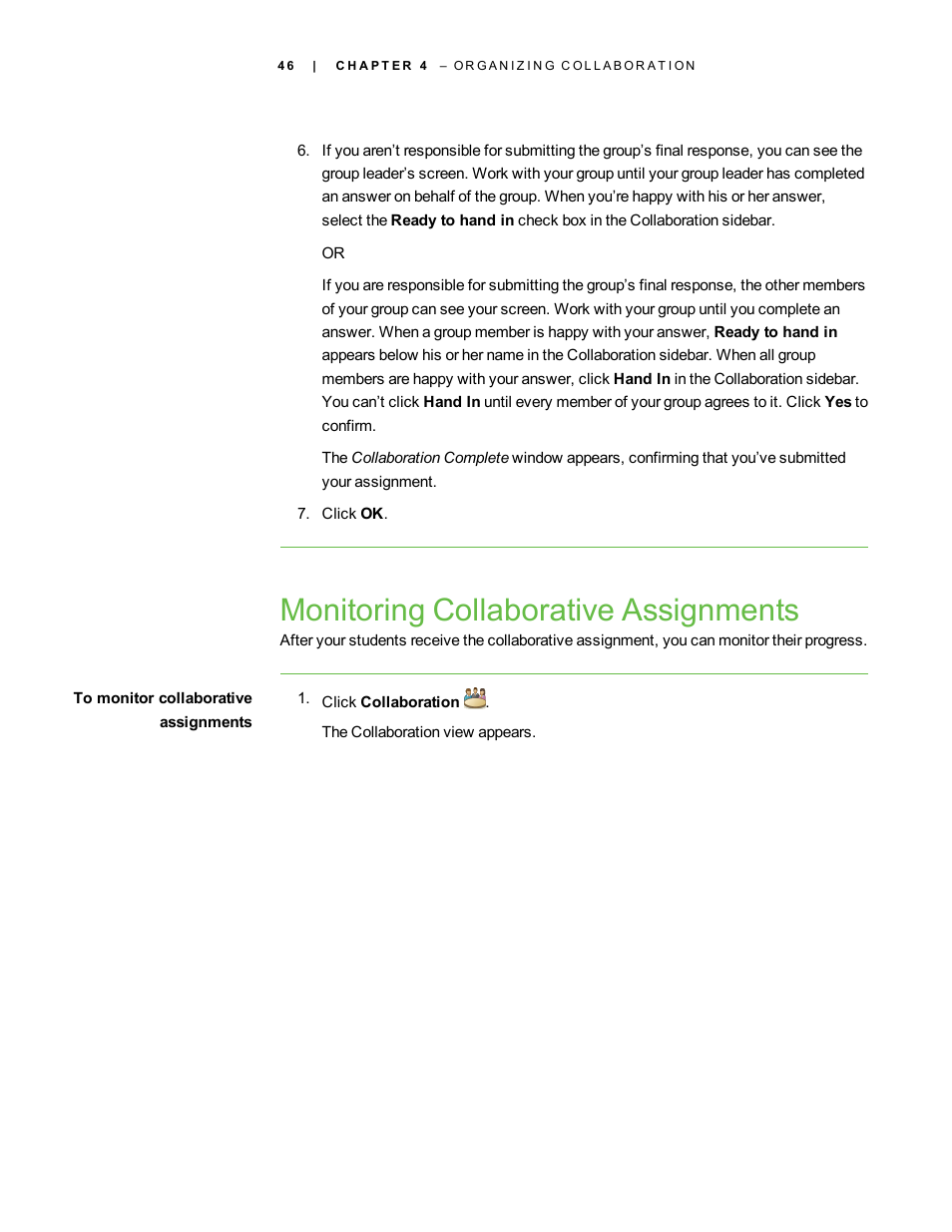 Monitoring collaborative assignments, Monitoring collaborative | Smart Technologies Smart Sync 2010 User Manual | Page 52 / 116